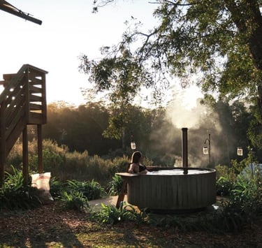 person enjoying hot tub on a retreat