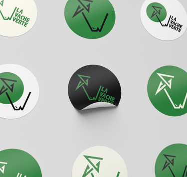 Logo projet la vache verte sur autocollants