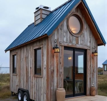 Wooden tiny house on wheels
