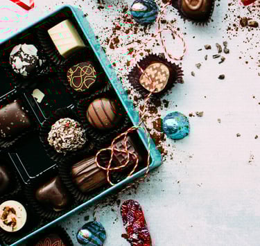 Guest gift a box of luxory chocolates. Tourism Consulting in England, Spain, Hungary with Timea Poko