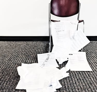 Contemporary art installation by L.V. Ferrer (@lvf.lvx) depicting chair & documents to select race