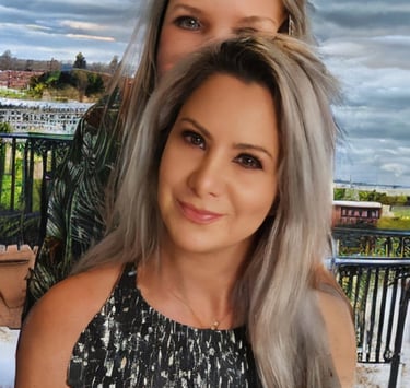 Ai-generated artwork that shows random weird people behind pretty blonde girl, ai-generated artwork 