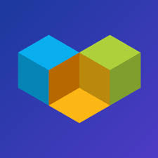 a colorfully colored cube with a blue background