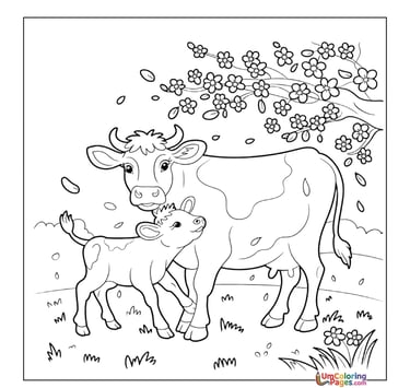 cow calf coloring page printable pdf