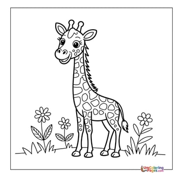Giraffe coloring page tall African animal printable for kids