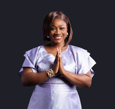 a woman in a purple dress with a gold ring