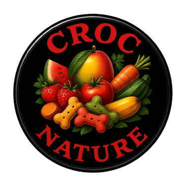 a croc nature logo with fruits and vegetables
