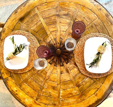 Table prepared for dinner by the team of Villa Eats private services at a villa in Naxos