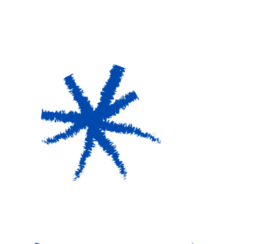 a group of snowflakes with blue stars