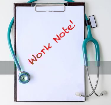 Sick note, Work note, Doctors Note, Sick Work. Flu, COVID, Strep throat.