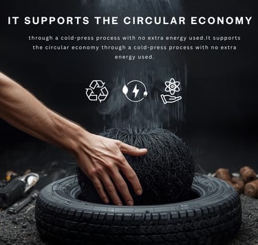 Transforming recycled tire granules into sustainable products using low-energy, circular processes. 