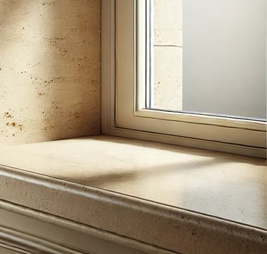 Parapet z trawertynu Bianco, jasny klasyczny kamień naturalny