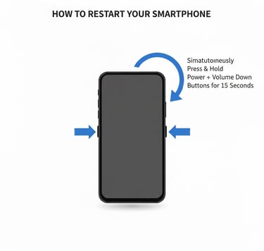 a smartphone phone with a smartphone showing how to restart the phone