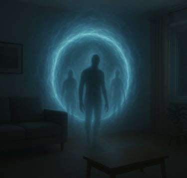 Paranormal investigators studying spiritual portal activity and energetic disturbances inside a home