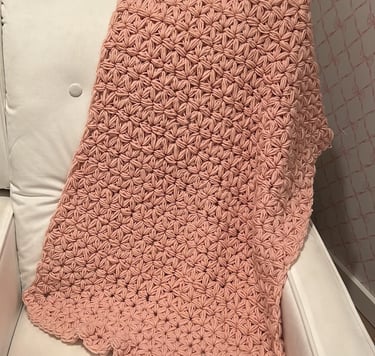 Jasmine Stitch Rose Pink Baby Blanket