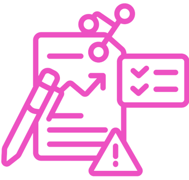 a pink icon with a pencil and a pencil