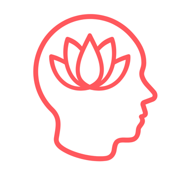 line drawing of a lotus flower in a head