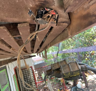 burnt mains electrical cables at point of attachment requiring repair