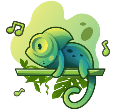 chameleon listening to music