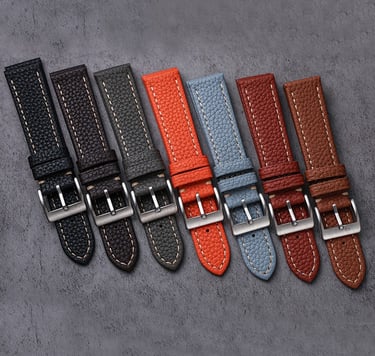 Leather watch strap Lychee pattern