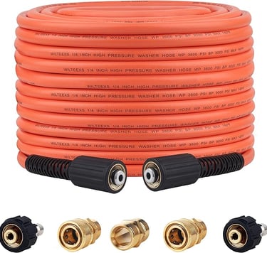 WILTEEXS Pressure Washer Hose 50FT X 1/4’’, Kink Resistant Power Washer Hose Kits with M22-14mm x 3/