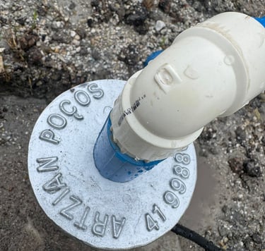 acabamento de poço artesiano com padrão profissional e identificação da Artzian em Curitiba