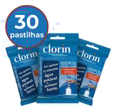 Pastilhas Purificadoras de Água Clorin (kit com 3) 30 pastilhas