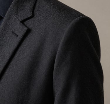 A close-up, high-end fashion or portrait detail showing the texture of an elegant fabric in dark charcoal and the soft curve of a shoulder. The composition is understated and artistic, with a focus on sensitive lighting and a refined aesthetic.