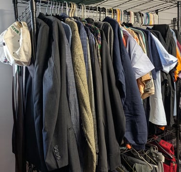 clothes hanging on a rack