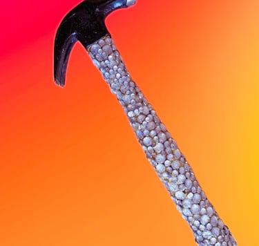 functional hammer covered in silver rhinestones and glitter