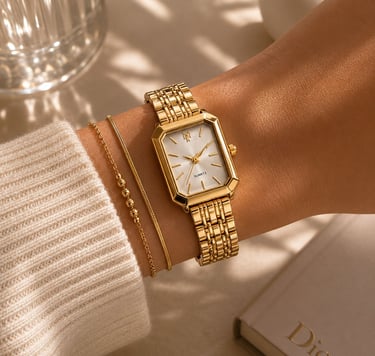 Elegant minimalist gold women watch.