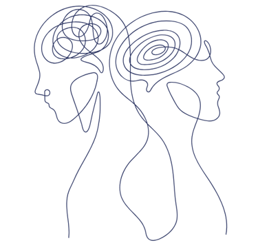deux personnes avec le cerveau relié symbolisant la psychothérapie avec l'analyse des rêves