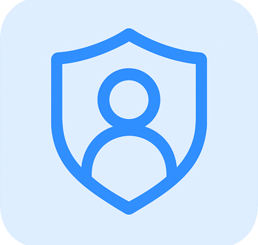 Blue person shield icon