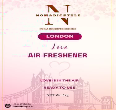 Nomadic Style London Love Air Freshener bottle label with an illustration of the Tower Bridge in Lon