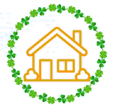 House icon inside of clover border