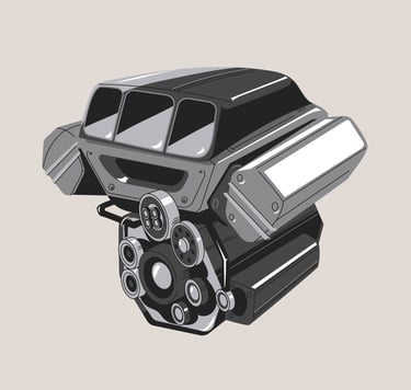 a car engine with a v8 engine