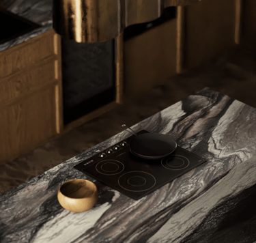 Marble countertop kitchen detail Dubai Marina penthouse