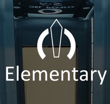 Logotipo Elementary Consultoria e Projetos em Elevadores de Passageiros, Elevadores de Carga, Elevadores Monta Cargas,