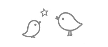 two little birds looking at a star which is the Bunting and Beau logo a star