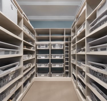 a bunch of boxes of boxes on a shelf