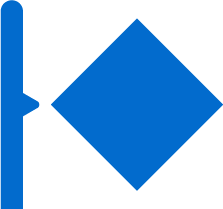 Logotipo abstracto geométrico azul con una barra vertical y una forma de diamante 