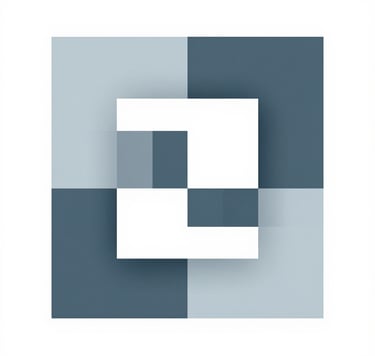 A minimalist and sophisticated abstract image representing creative expertise. Geometric architectural lines in #415A77 and #778DA9 set against a clean background, conveying a sense of modern structure and refined professionalism.