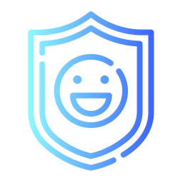 Shield with smiley face icon representing user protection, safety, and security