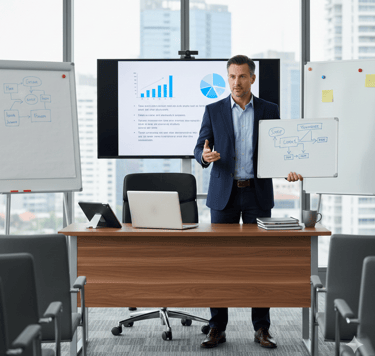 trainer reviewing objective test results with particpants