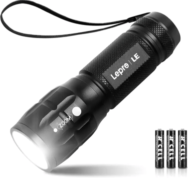 Lepro Linterna LED LE1000 de alta potencia color negro con baterias incluidas
