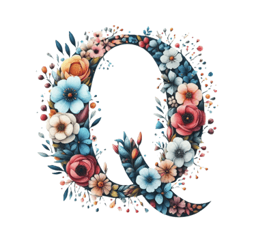 Lettre Q remplie de fleurs