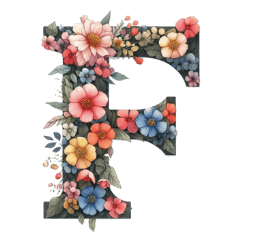 Lettre F remplie de fleurs