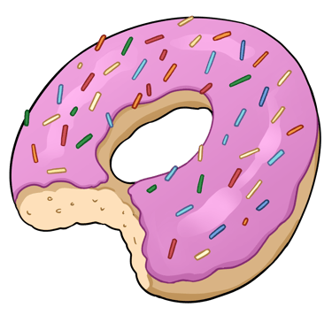 a donut with pink frosting and sprinkles