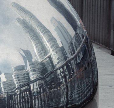 a large metal sculpture of a large metal object