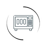 Simple line art icon of a modern microwave oven appliance for kitchen cooking.